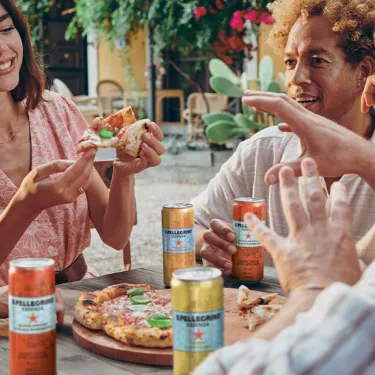 Enjoying S.Pellegrino Essenza with Italian pizza